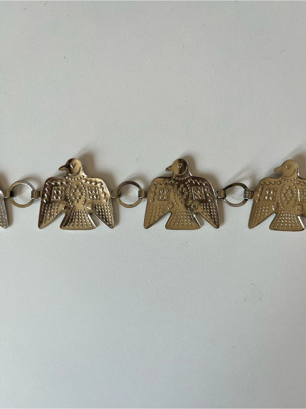 Vintage Navajo Thunderbird Concho Belt - Silver